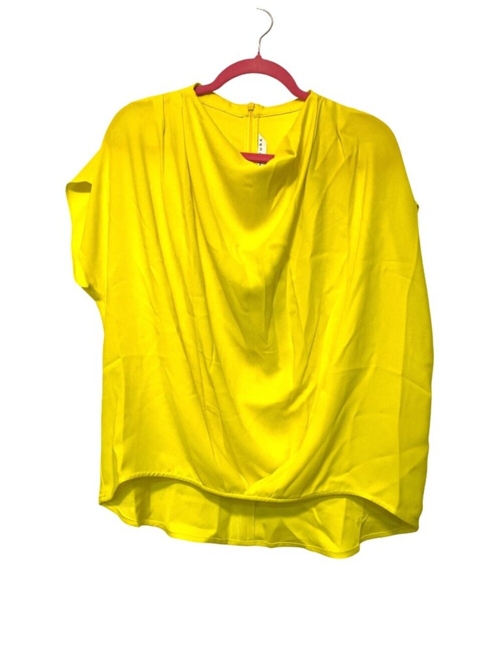 Trina Turk Odilia Cowl Neck Short Sleeve Blouse In Bright Yellow Size L